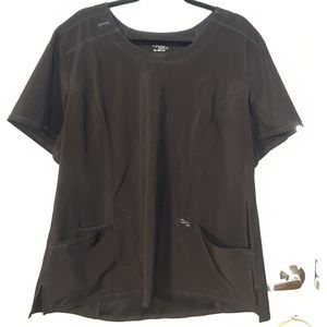 Black Cherokee Infinity Women's 3-Pocket STRETCH Round Neck Scrub Top